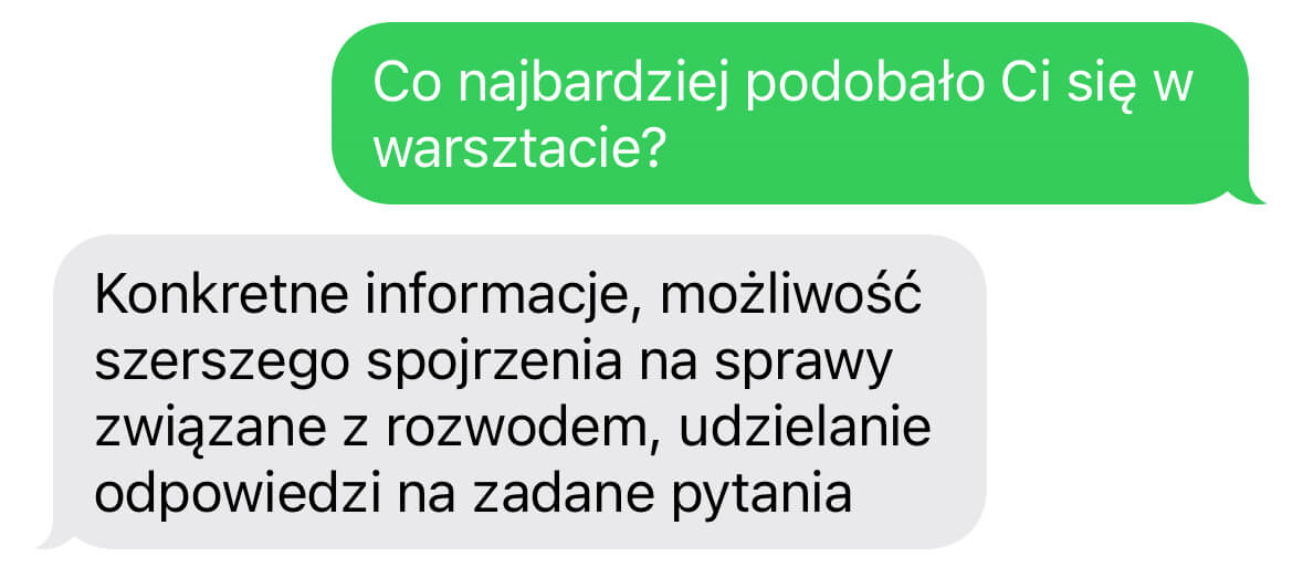 Opinia uczestniczki warsztatu Dziecko w rozwodzie o konkretnych informacjach
